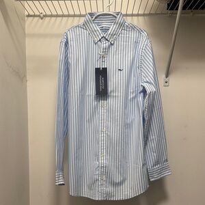 Vineyard Vines Light Blue and White Striped Dress Shirt